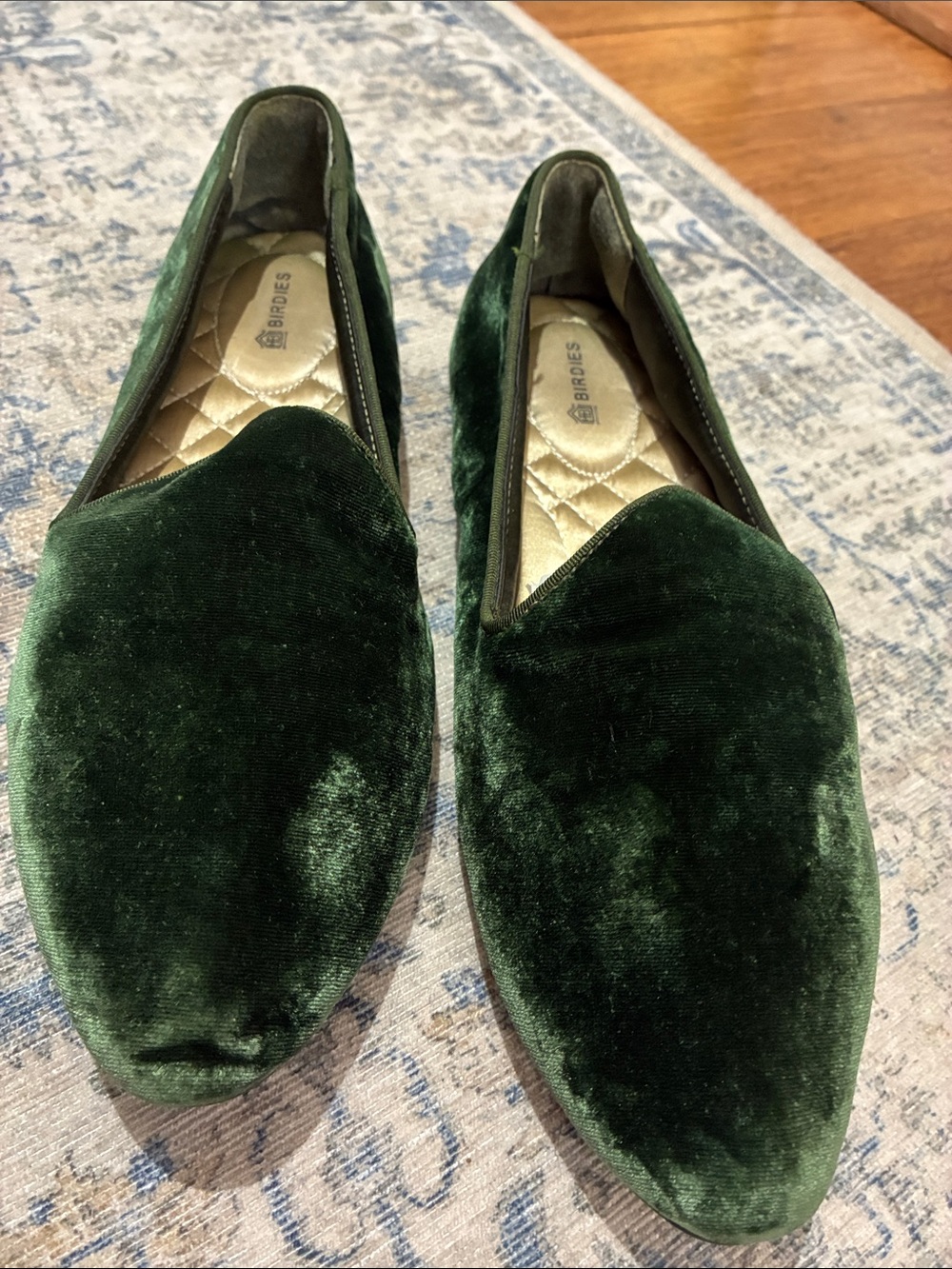 Birdies Velvet Slip-On Loafers in Dark Green- women’s size 8 - Picture 3 of 6